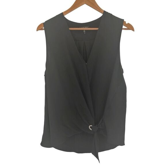 Rag & Bone black wrap buckle tie detail top size medium - Picture 1 of 7